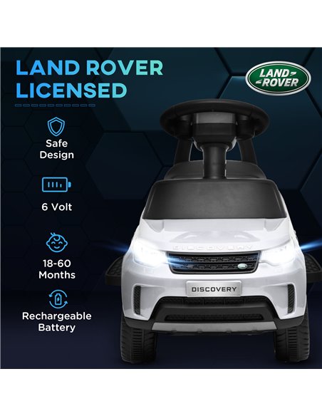 AIYAPLAY 2 in 1 Land Rover Licensed 6V Kids Electric Ride On Car Sliding Car w/ Headlights Music, for 18-60 Months White 370-341 - pic 105474 | FastDaddyshop