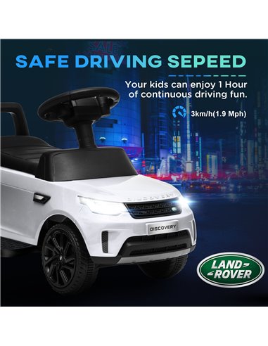 AIYAPLAY 2 in 1 Land Rover Licensed 6V Kids Electric Ride On Car Sliding Car w/ Headlights Music, for 18-60 Months White 370-341