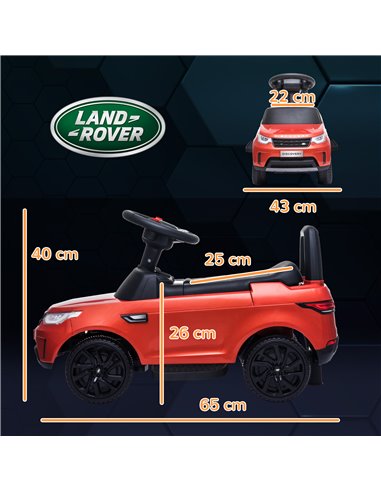 AIYAPLAY 2 in 1 Land Rover Licensed 6V Kids Electric Ride On Car Sliding Car w/ Headlights Music, for 18-60 Months Red 370-341V7