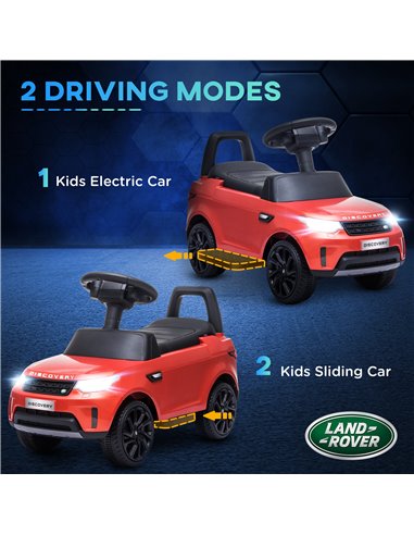AIYAPLAY 2 in 1 Land Rover Licensed 6V Kids Electric Ride On Car Sliding Car w/ Headlights Music, for 18-60 Months Red 370-341V7