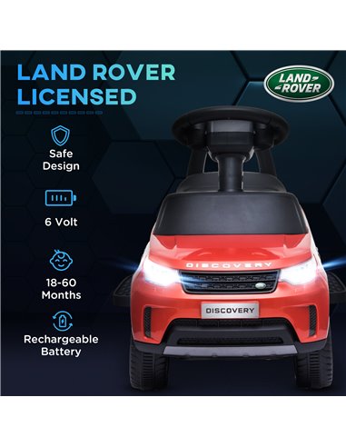 AIYAPLAY 2 in 1 Land Rover Licensed 6V Kids Electric Ride On Car Sliding Car w/ Headlights Music, for 18-60 Months Red 370-341V7