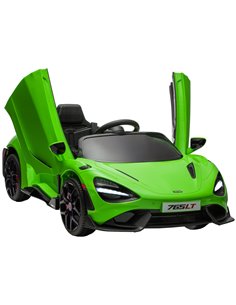 AIYAPLAY McLaren 765LT Licensed 12V Kids Electric Ride on Car with Butterfly Doors Remote Control Transport Wheels Green 370-346