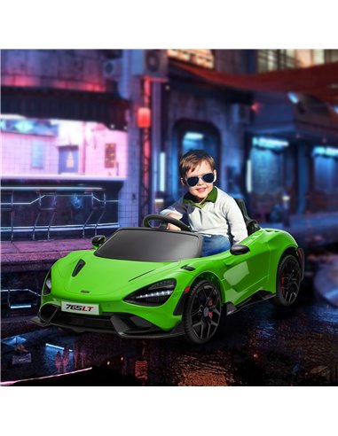 AIYAPLAY McLaren 765LT Licensed 12V Kids Electric Ride on Car with Butterfly Doors Remote Control Transport Wheels Green 370-346