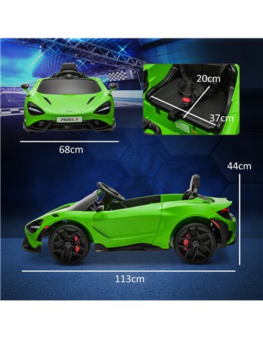AIYAPLAY McLaren 765LT Licensed 12V Kids Electric Ride on Car with Butterfly Doors Remote Control Transport Wheels Green 370-346