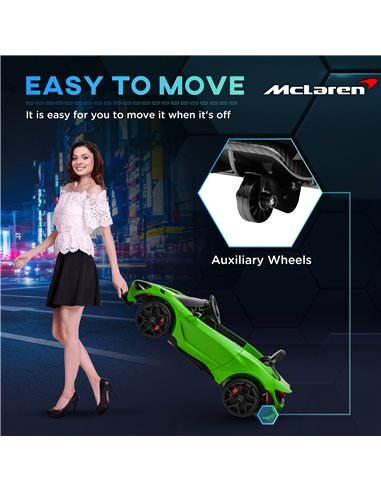 AIYAPLAY McLaren 765LT Licensed 12V Kids Electric Ride on Car with Butterfly Doors Remote Control Transport Wheels Green 370-346