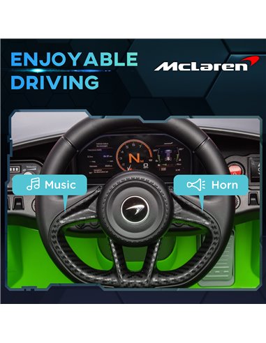 AIYAPLAY McLaren 765LT Licensed 12V Kids Electric Ride on Car with Butterfly Doors Remote Control Transport Wheels Green 370-346