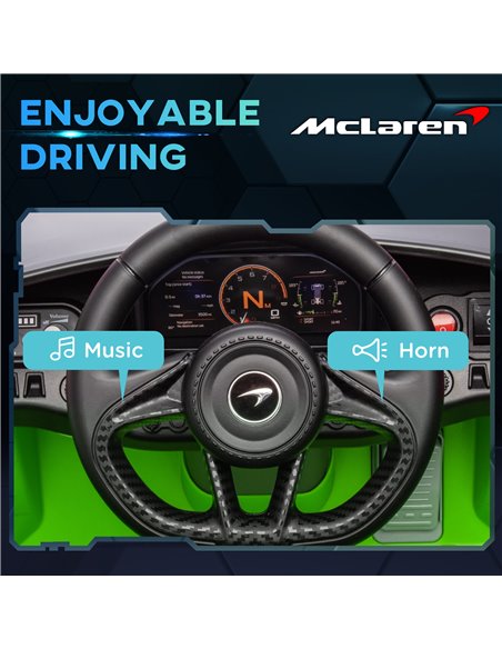 AIYAPLAY McLaren 765LT Licensed 12V Kids Electric Ride on Car with Butterfly Doors Remote Control Transport Wheels Green 370-346 - pic 105493 | FastDaddyshop
