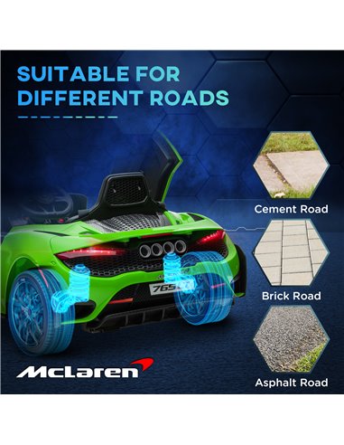 AIYAPLAY McLaren 765LT Licensed 12V Kids Electric Ride on Car with Butterfly Doors Remote Control Transport Wheels Green 370-346