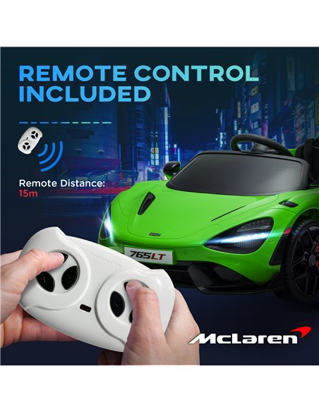 AIYAPLAY McLaren 765LT Licensed 12V Kids Electric Ride on Car with Butterfly Doors Remote Control Transport Wheels Green 370-346 - pic 105495 | FastDaddyshop