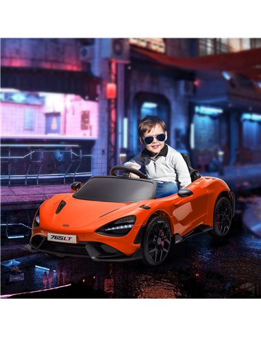 AIYAPLAY McLaren 765LT Licensed 12V Kids Electric Ride on Car with Butterfly Doors Remote Control Transport Wheels Orange 370-34