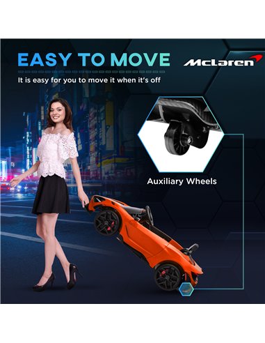 AIYAPLAY McLaren 765LT Licensed 12V Kids Electric Ride on Car with Butterfly Doors Remote Control Transport Wheels Orange 370-34