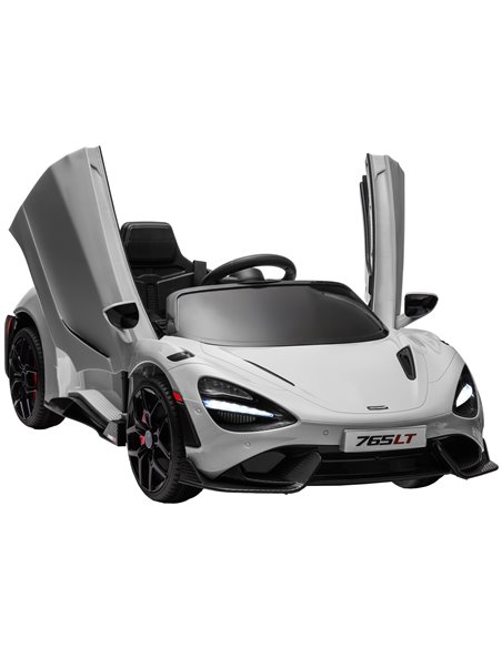 AIYAPLAY McLaren 765LT Licensed 12V Kids Electric Ride on Car with Butterfly Doors Remote Control Transport Wheels Grey 370-346V - pic 105506 | FastDaddyshop