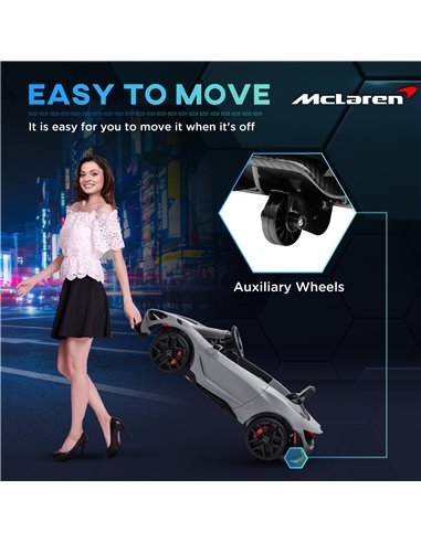 AIYAPLAY McLaren 765LT Licensed 12V Kids Electric Ride on Car with Butterfly Doors Remote Control Transport Wheels Grey 370-346V