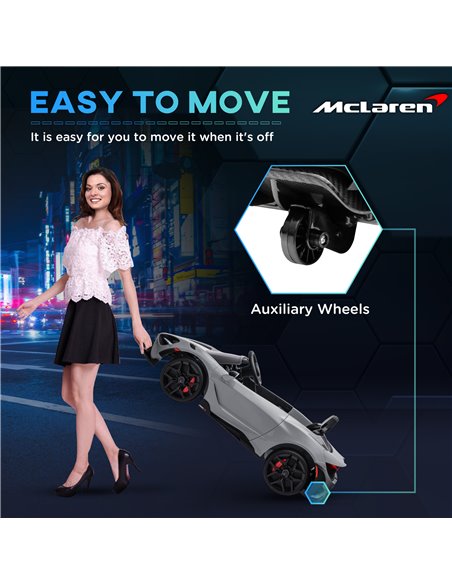 AIYAPLAY McLaren 765LT Licensed 12V Kids Electric Ride on Car with Butterfly Doors Remote Control Transport Wheels Grey 370-346V - pic 105510 | FastDaddyshop