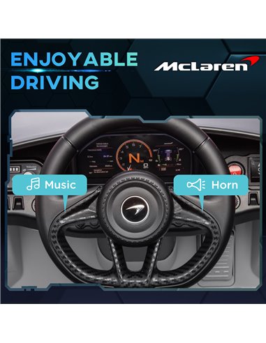 AIYAPLAY McLaren 765LT Licensed 12V Kids Electric Ride on Car with Butterfly Doors Remote Control Transport Wheels Grey 370-346V
