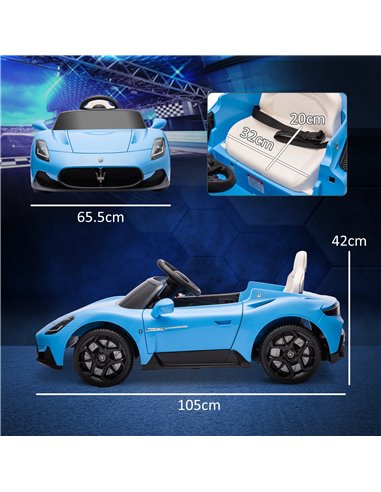 AIYAPLAY Maserati MC20 Licensed 12V Kids Electric Ride on Car with Remote Control, Spring Suspension, Blue 370-336V70BU