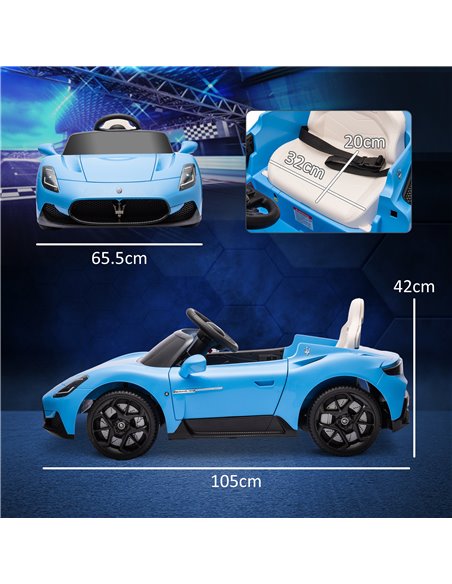AIYAPLAY Maserati MC20 Licensed 12V Kids Electric Ride on Car with Remote Control, Spring Suspension, Blue 370-336V70BU - pic 105517 | FastDaddyshop
