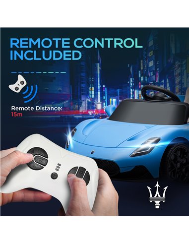 AIYAPLAY Maserati MC20 Licensed 12V Kids Electric Ride on Car with Remote Control, Spring Suspension, Blue 370-336V70BU