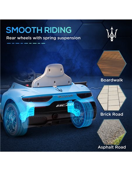 AIYAPLAY Maserati MC20 Licensed 12V Kids Electric Ride on Car with Remote Control, Spring Suspension, Blue 370-336V70BU - pic 105521 | FastDaddyshop