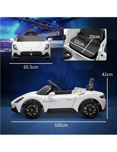 AIYAPLAY Maserati MC20 Licensed 12V Kids Electric Ride on Car with Remote Control, Spring Suspension, White 370-336V70WT