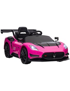 AIYAPLAY Maserati GT2 Licensed 12V Kids Electric Ride on Car with 4 Suspension, Remote Control Music Horn Lights - Pink 370-332V