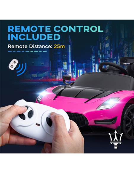 AIYAPLAY Maserati GT2 Licensed 12V Kids Electric Ride on Car with 4 Suspension, Remote Control Music Horn Lights - Pink 370-332V - pic 105540 | FastDaddyshop