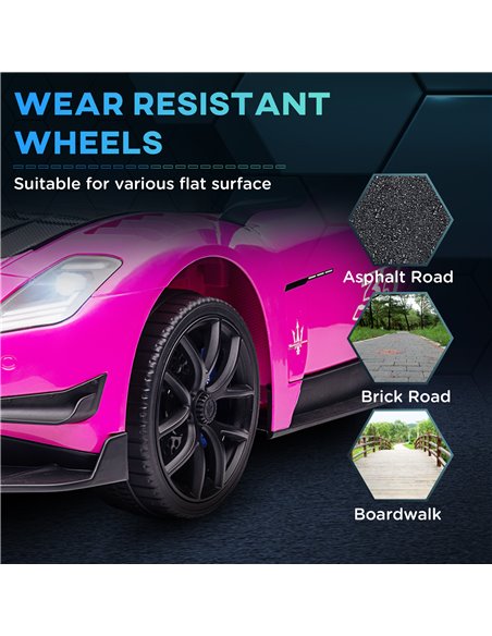 AIYAPLAY Maserati GT2 Licensed 12V Kids Electric Ride on Car with 4 Suspension, Remote Control Music Horn Lights - Pink 370-332V - pic 105541 | FastDaddyshop