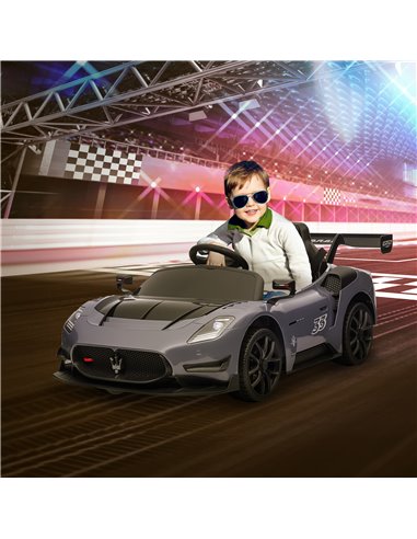 AIYAPLAY Maserati GT2 Licensed 12V Kids Electric Ride on Car with 4 Suspension, Remote Control Music Horn Lights - Grey 370-332V