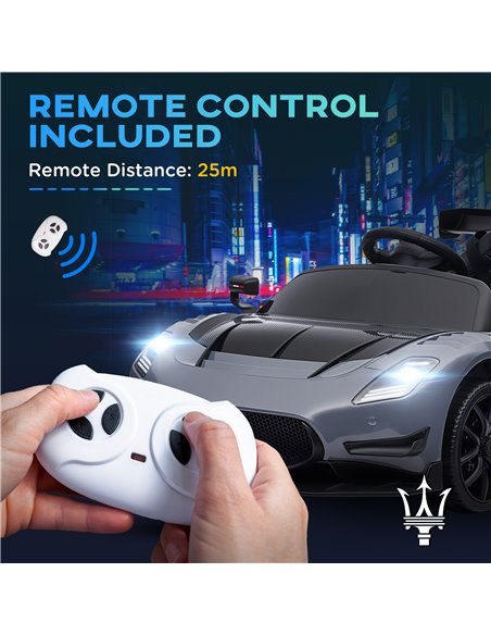 AIYAPLAY Maserati GT2 Licensed 12V Kids Electric Ride on Car with 4 Suspension, Remote Control Music Horn Lights - Grey 370-332V - pic 105549 | FastDaddyshop