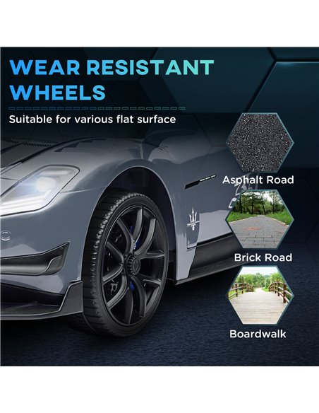 AIYAPLAY Maserati GT2 Licensed 12V Kids Electric Ride on Car with 4 Suspension, Remote Control Music Horn Lights - Grey 370-332V - pic 105550 | FastDaddyshop