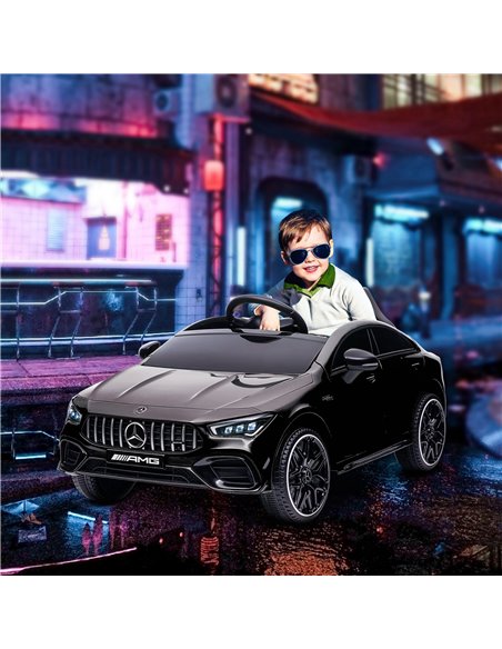 AIYAPLAY Mercedes-AMG CLA 45 Licensed 12V Kids Electric Car Ride on Car w/ Remote, Suspension Lights Music Horn - Black 370-353V - pic 105570 | FastDaddyshop