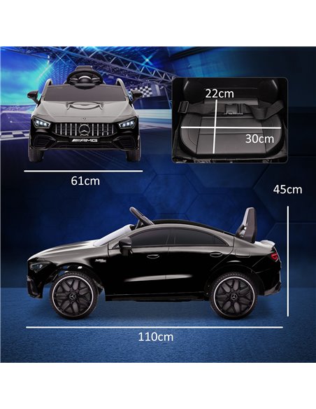 AIYAPLAY Mercedes-AMG CLA 45 Licensed 12V Kids Electric Car Ride on Car w/ Remote, Suspension Lights Music Horn - Black 370-353V - pic 105571 | FastDaddyshop