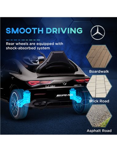 AIYAPLAY Mercedes-AMG CLA 45 Licensed 12V Kids Electric Car Ride on Car w/ Remote, Suspension Lights Music Horn - Black 370-353V