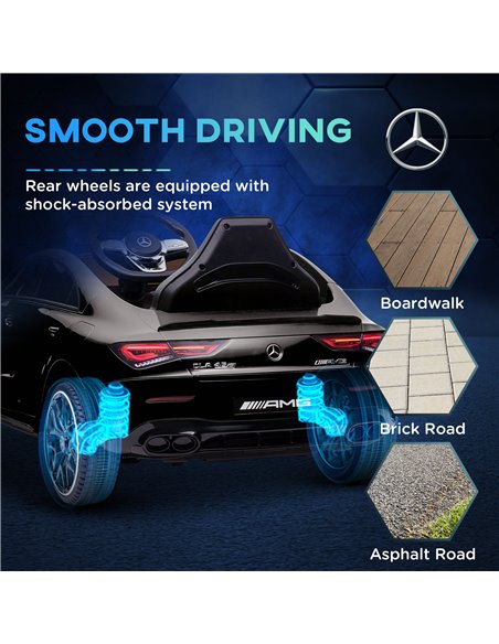 AIYAPLAY Mercedes-AMG CLA 45 Licensed 12V Kids Electric Car Ride on Car w/ Remote, Suspension Lights Music Horn - Black 370-353V - pic 105575 | FastDaddyshop