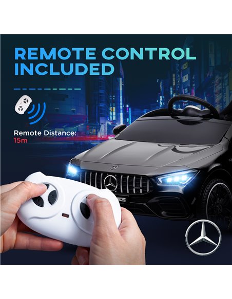 AIYAPLAY Mercedes-AMG CLA 45 Licensed 12V Kids Electric Car Ride on Car w/ Remote, Suspension Lights Music Horn - Black 370-353V - pic 105576 | FastDaddyshop