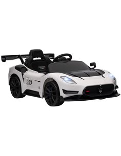 AIYAPLAY Maserati GT2 Licensed 12V Kids Electric Ride on Car with 4 Suspension, Remote Control Music Horn Lights - White 370-332