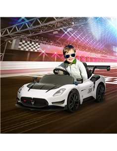 AIYAPLAY Maserati GT2 Licensed 12V Kids Electric Ride on Car with 4 Suspension, Remote Control Music Horn Lights - White 370-332 2