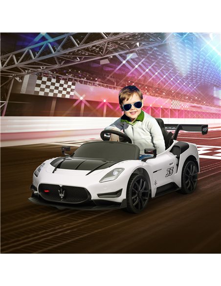 AIYAPLAY Maserati GT2 Licensed 12V Kids Electric Ride on Car with 4 Suspension, Remote Control Music Horn Lights - White 370-332 - pic 105579 | FastDaddyshop