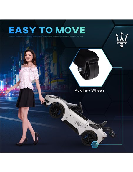AIYAPLAY Maserati GT2 Licensed 12V Kids Electric Ride on Car with 4 Suspension, Remote Control Music Horn Lights - White 370-332 - pic 105582 | FastDaddyshop