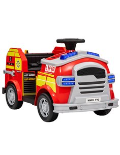 AIYAPLAY Ride on Fire Truck, 12V Kids Electric Car with Siren and Flashing Lights, Firefighting Tools, Music Horn, Slow Start 37