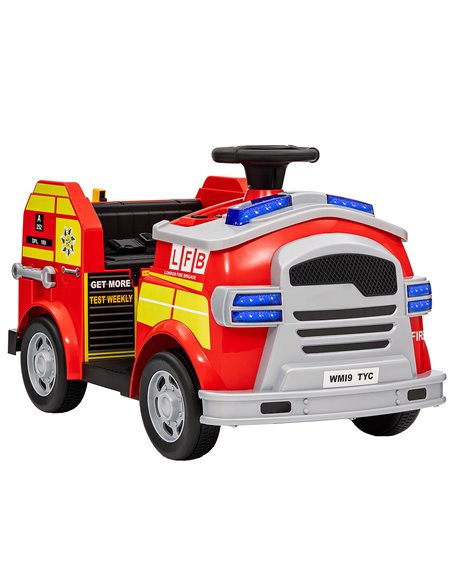 AIYAPLAY Ride on Fire Truck, 12V Kids Electric Car with Siren and Flashing Lights, Firefighting Tools, Music Horn, Slow Start 37 - pic 105587 | FastDaddyshop