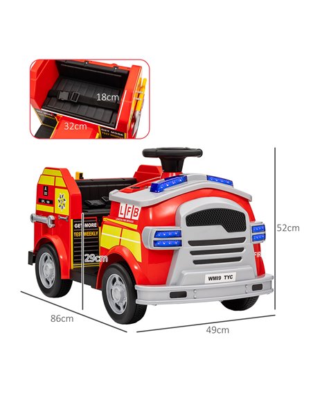 AIYAPLAY Ride on Fire Truck, 12V Kids Electric Car with Siren and Flashing Lights, Firefighting Tools, Music Horn, Slow Start 37 - pic 105589 | FastDaddyshop