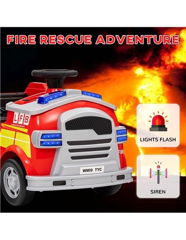 AIYAPLAY Ride on Fire Truck, 12V Kids Electric Car with Siren and Flashing Lights, Firefighting Tools, Music Horn, Slow Start 37