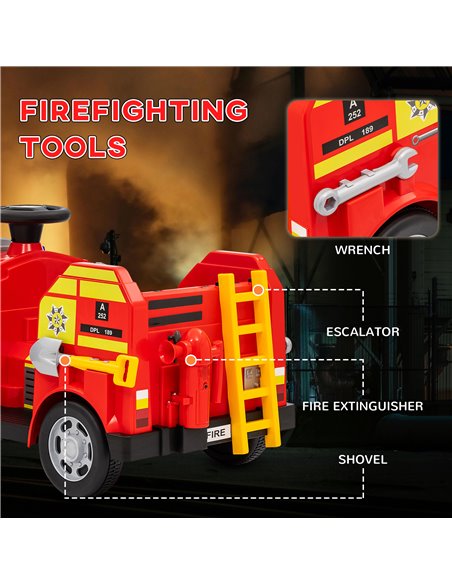 AIYAPLAY Ride on Fire Truck, 12V Kids Electric Car with Siren and Flashing Lights, Firefighting Tools, Music Horn, Slow Start 37 - pic 105591 | FastDaddyshop