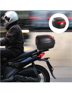 HOMCOM 24L Motorcycle Trunk Hard Tail Bike Top Box Rack Mount Luggage Helmet Storage Carrier Case Universal Scooter w/Keys & Pla 2