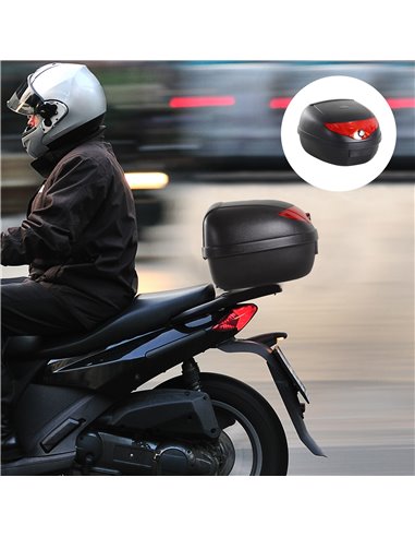 HOMCOM 24L Motorcycle Trunk Hard Tail Bike Top Box Rack Mount Luggage Helmet Storage Carrier Case Universal Scooter w/Keys & Pla