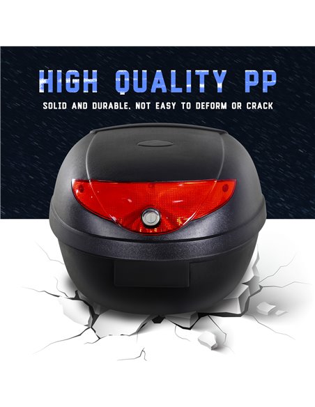 HOMCOM 24L Motorcycle Trunk Hard Tail Bike Top Box Rack Mount Luggage Helmet Storage Carrier Case Universal Scooter w/Keys & Pla - pic 105599 | FastDaddyshop