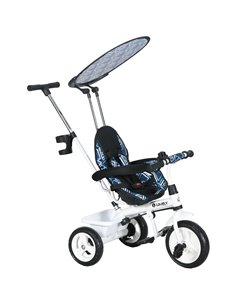HOMCOM 6 in 1 Tricycle for Kids with 5-point harness straps, Removable Canopy, Blue 370-025V01BU