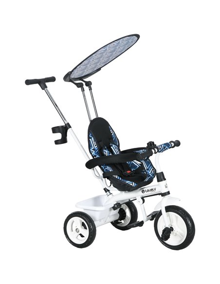 HOMCOM 6 in 1 Tricycle for Kids with 5-point harness straps, Removable Canopy, Blue 370-025V01BU - pic 105650 | FastDaddyshop