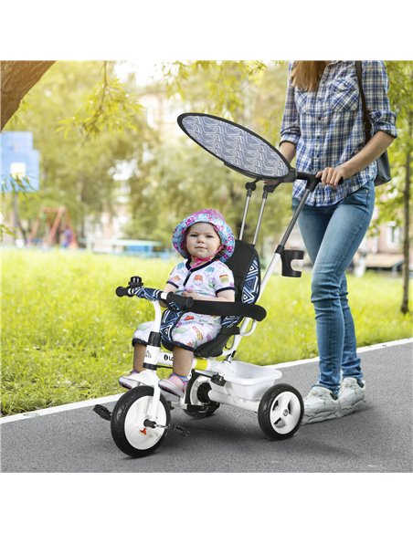 HOMCOM 6 in 1 Tricycle for Kids with 5-point harness straps, Removable Canopy, Blue 370-025V01BU - pic 105651 | FastDaddyshop